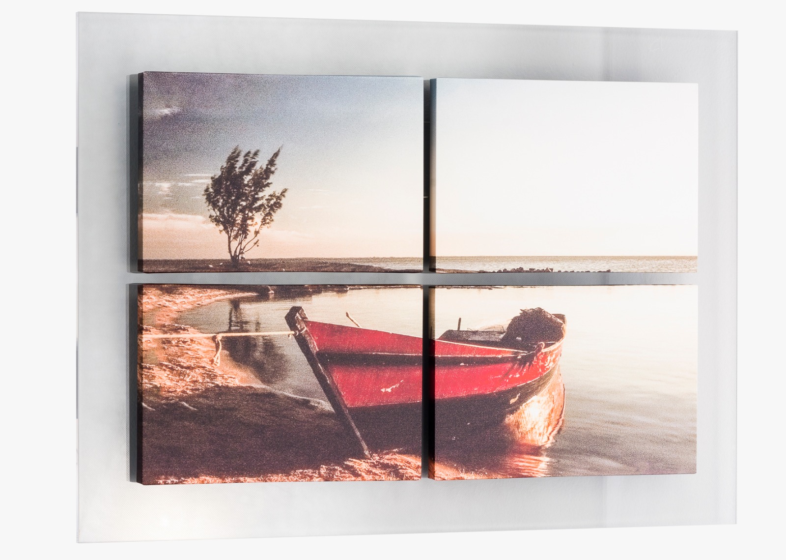 QUADRO MOSAICO BARCO IGUA SOLITUDE CRILICO/MDF 50X38X8MM