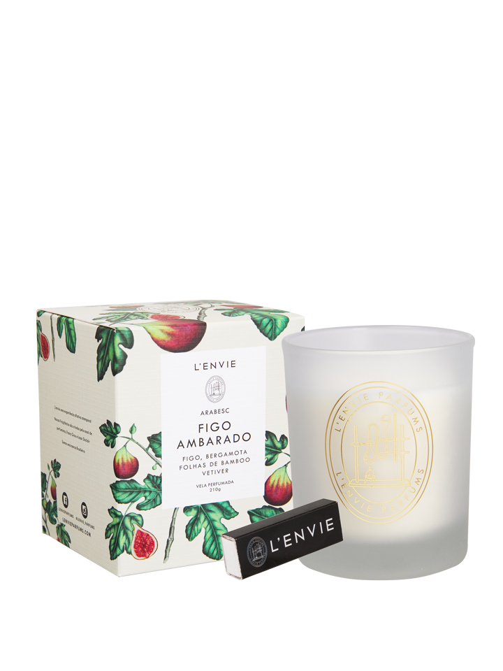 A Vela Perfumada Figo Ambarado 210g 