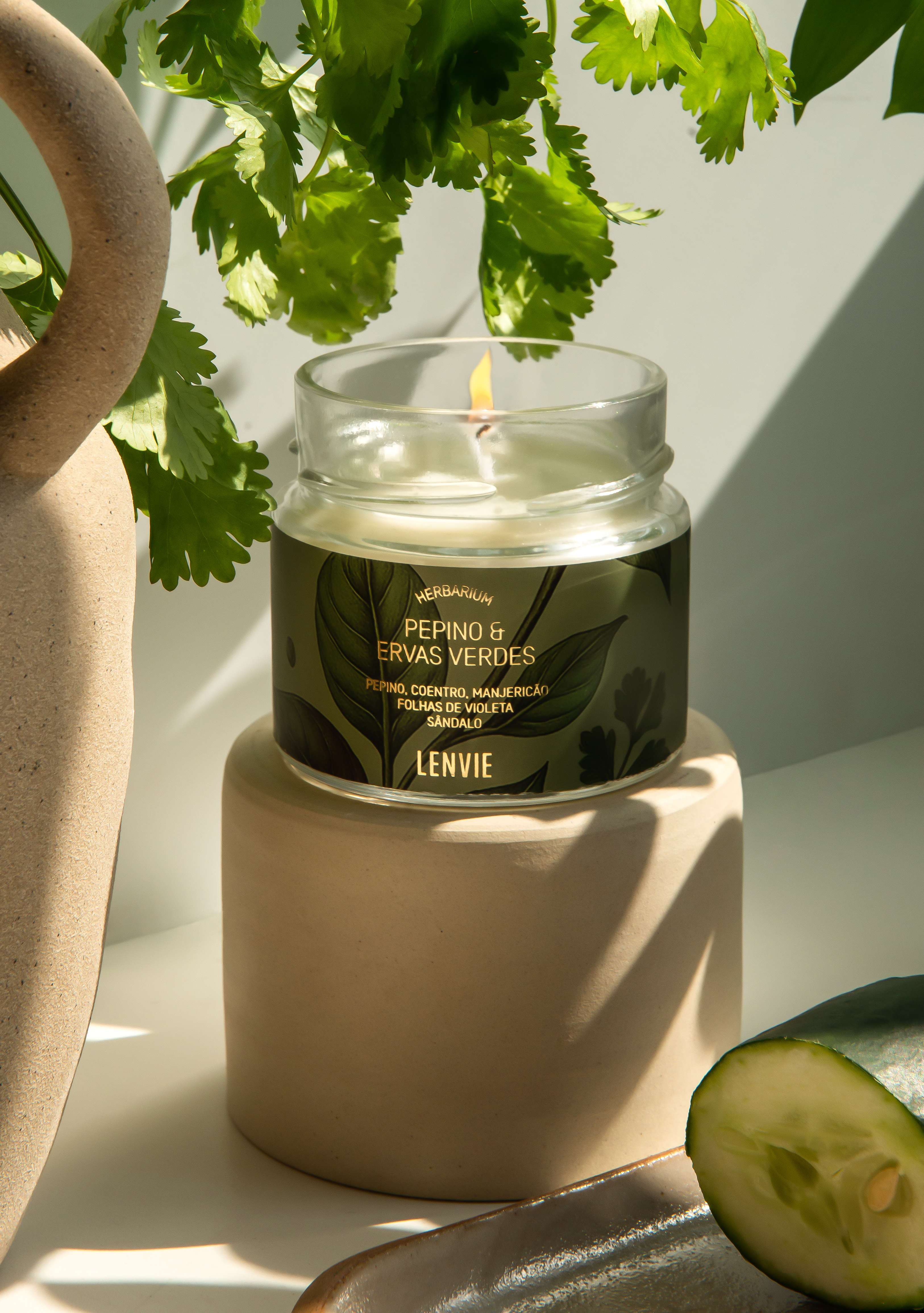 Vela Perfumada 140g Pepino e Ervas Verdes - Herbarium